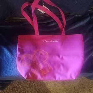 Oscar de la Renta Hot Pink Floral Tote